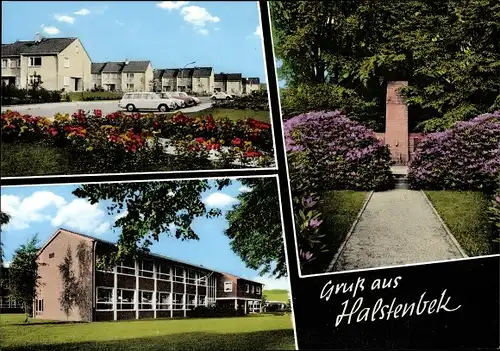 Ak Halstenbek Schleswig Holstein, Siedlung, Schule, Ehrenmal