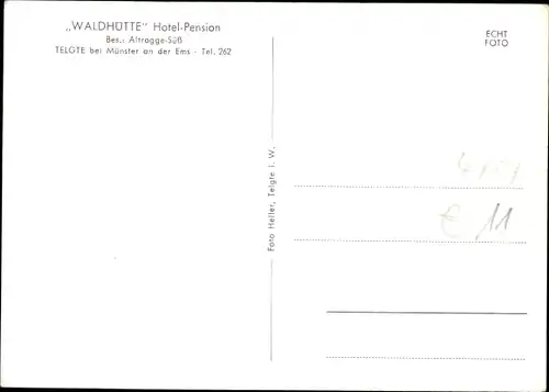 Ak Telgte in Westfalen, Hotel Pension Waldhütte, Innenansicht