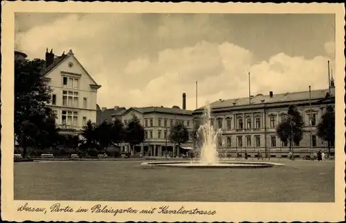 Ak Dessau in Sachsen Anhalt, Partie am Palaisgarten mit Kavalierstraße