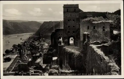 Ak Sankt Goar am Rhein, Schlossruine Rheinfels, Blick auf den Ort