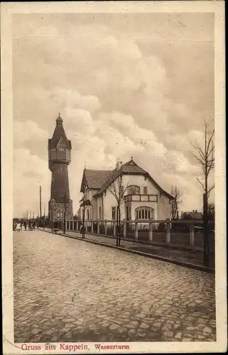 Ak Kappeln an der Schlei, Wasserturm, Straßenpartie