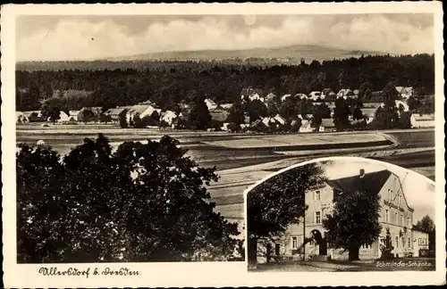 Ak Ullersdorf Radeberg, Gesamtansicht, Gasthof Schmiede Schänke