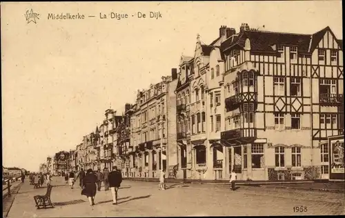 Ak Middelkerke Westflandern, La Digue, De Dijk