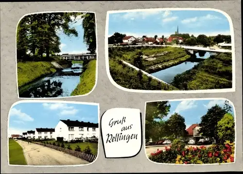 Ak Rellingen in Holstein, Flusspartie, Blick auf den Ort