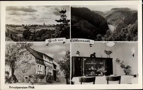 Ak Elkenroth im Westerwald, Privatpension Flick, Innenansicht, Landschaft