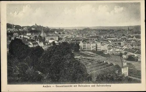 Ak Aachen in Nordrhein Westfalen, Gesamtansicht mit Belvedere und Salvatorberg