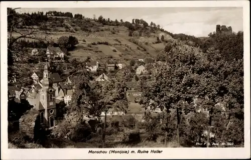 Ak Monschau Montjoie in der Eifel, Teilansicht mit Ruine Haller