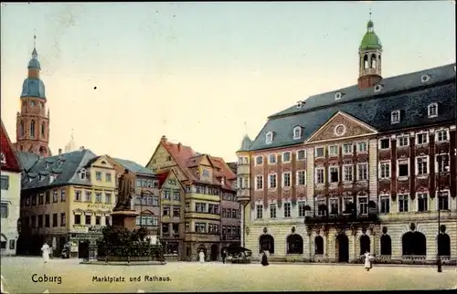 Ak Coburg in Oberfranken, Marktplatz und Rathaus