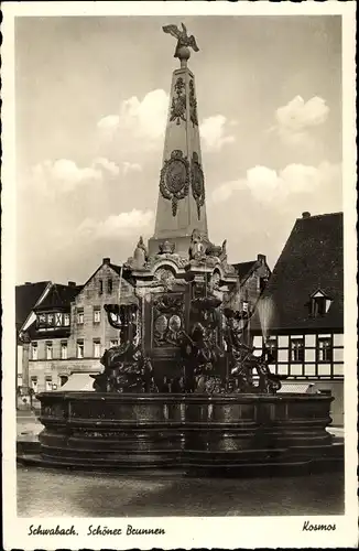 Ak Schwabach in Mittelfranken Bayern, Schöner Brunnen, Marktplatz
