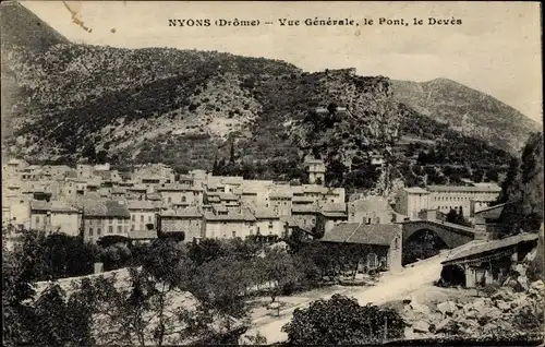 Ak Nyons Drome, Vue Generale, le Pont, le Deves