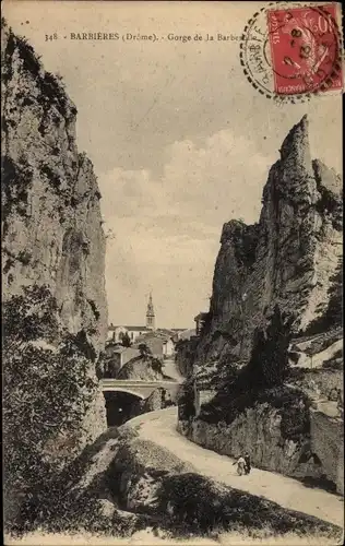 Ak Barbieres Drôme, Gorge, Blick auf den Ort