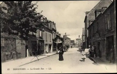 Ak Bernieres Calvados, La Grande Rue