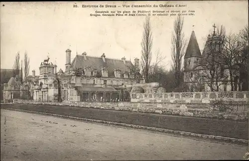 Ak Dreux Eure et Loir, Vue d'ensemble du Chateau d'Anet