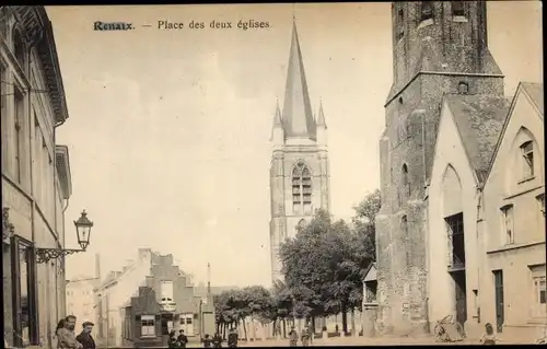 Ak Ronse Renaix Ostflandern, Place des deux eglises