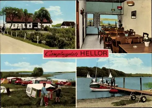 Ak Hellör Goltoft an der Schlei, Campingplatz Hellör, Bootsanleger