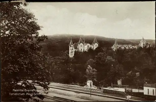 Ak Malente Gremsmühlen, Sanatorium Haus Schönow, Eisenbahnschienen