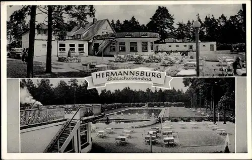 Ak Hermannsburg Südheide in der Lüneburger Heide, Waldschwimmbad