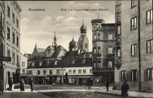 Ak Rosenheim Oberbayern, Blick von der Kaiserstraße gegen Mittertor