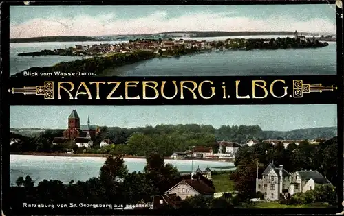 Ak Ratzeburg im Herzogtum Lauenburg, Blick auf den Ort von St. Georgsberg aus gesehen