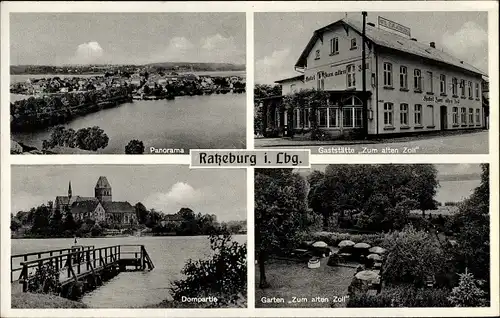 Ak Ratzeburg im Herzogtum Lauenburg, Gaststätte Zum alten Zoll, Gartenpartie, Panorama