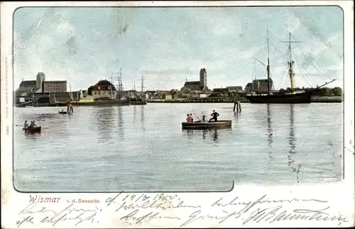 Ak Hansestadt Wismar, Blick auf den Ort von der Seeseite aus