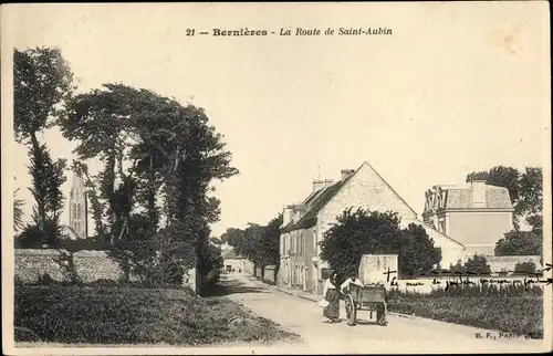 Ak Bernieres Calvados, La Route de Saint Aubin