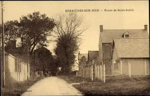 Ak Bernieres sur Mer Calvados, Route de Saint Aubin