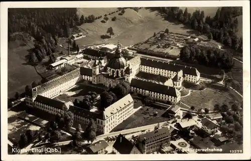 Ak Ettal Oberbayern, Fliegeraufnahme vom Kloster