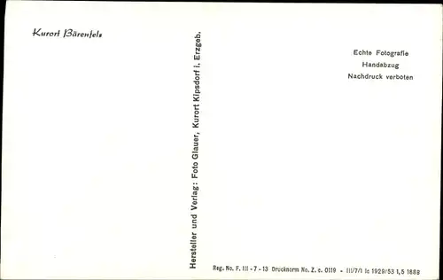 Ak Bärenfels Altenberg im Erzgebirge, Teilansicht, Winter