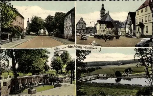 Ak Kirchberg im Rhein Hunsrück Kreis, Strassenansicht, Ehrenmal, Marktplatz, Gewässer