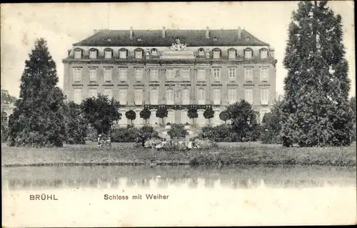 Ak Brühl Nordrhein Westfalen, Schloss mit Weiher