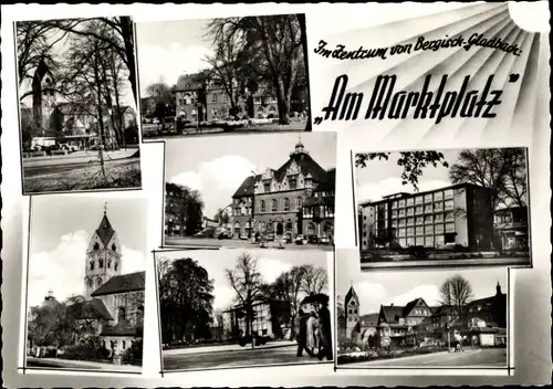 Ak Bergisch Gladbach Nordrhein Westfalen, Dorfpartie, am Marktplatz, Rathaus, Kirche