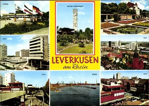 Ak Leverkusen im Rheinland, Bayer Hochhaus, Stadtmitte, Hafen, Forum