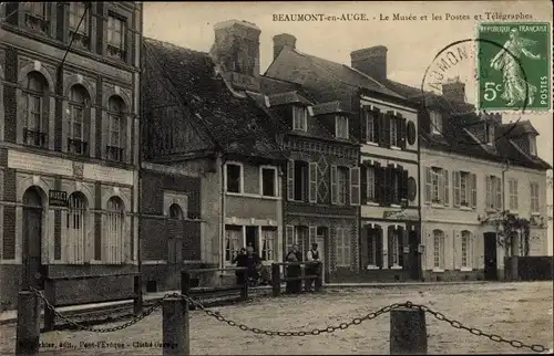 Ak Beaumont en Auge Calvados, Le Musee et les Postes et Telegraphes