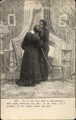 Ak Französisches Liebespaar küsst sich