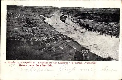 Ak Königswinter am Rhein, Fernsicht auf das Rheintal vom Plateau Drachenfels