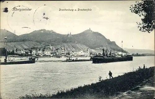 Ak Königswinter am Rhein, Drachenburg und Drachenfels