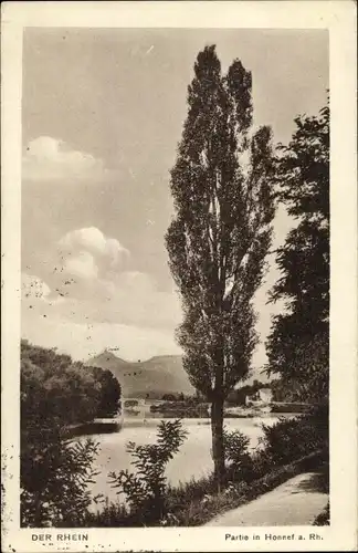 Ak Bad Honnef am Rhein, Wegepartie mit Rheinblick