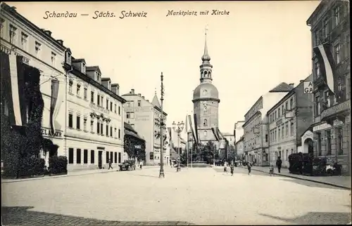 Ak Bad Schandau, Marktplatz mit Kirche