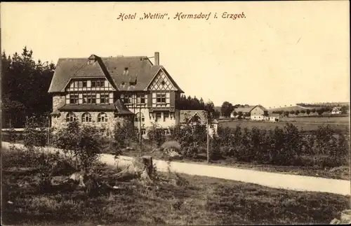 Ak Hermsdorf im Osterzgebirge, Hotel Wettin