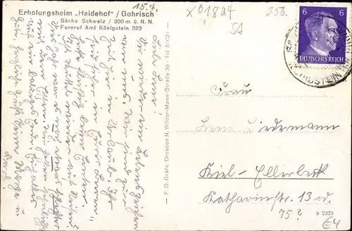 Ak Gohrisch Sächsische Schweiz, Erholungsheim Haidehof