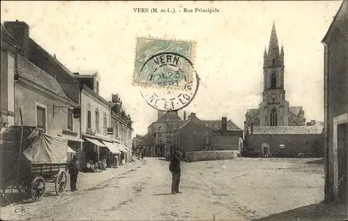 Ak Vern Maine et Loire, Rue Principale