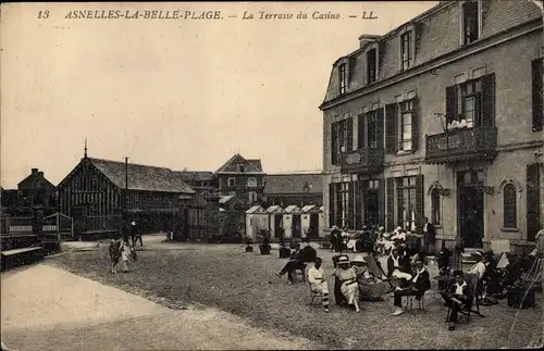 Ak Asnelles Calvados, La Belle Plage, La Terrasse du Casino