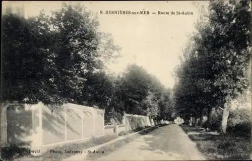 Ak Bernieres sur Mer Calvados, Route de Saint Aubin