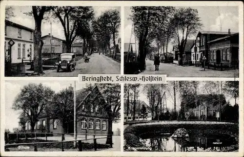 Ak Beringstedt in Holstein, Straßenpartie, Schule, Kriegerehrung