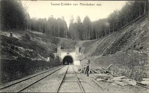 Ak Altenbeken in Nordrhein Westfalen, Tunneleinfahrt, Wald