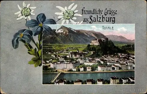 Passepartout Ak Salzburg in Österreich, Totalansicht