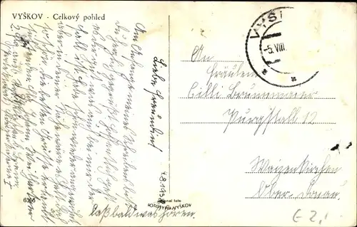 Ak Vyškov Wischau Südmähren, Gesamtansicht