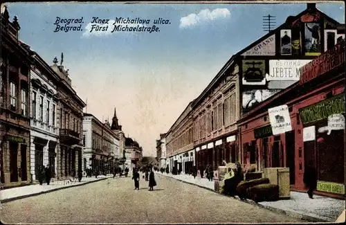 Ak Belgrad Beograd Serbien, Fürst Michaelstraße