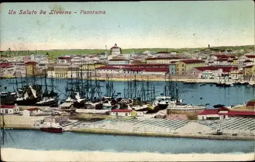 Ak Livorno Toscana, Panorama, Porto